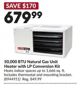 Princess Auto 50,000 BTU Natural Gas Unit Heater with LP Conversion Kit offer