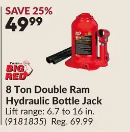Princess Auto Torin BIG RED 8 Ton Double Ram Hydraulic Bottle Jack offer