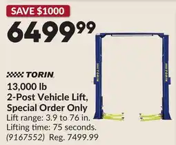 Princess Auto TORIN 13,000 lb 2-Post Vehicle Lift offer