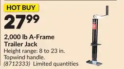 Princess Auto 2,000 lb A-Frame Trailer Jack offer