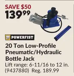 Princess Auto 20 Ton Low-Profile Pneumatic/Hydraulic Bottle Jack offer