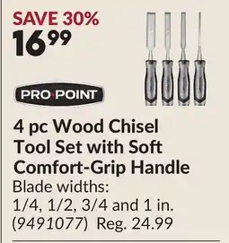 Princess Auto 4 pc Wood Chisel Tool Set with So Comfort-Grip Handle offer