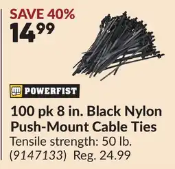 Princess Auto 100 pk 8 in. Black Nylon Push-Mount Cable Ties offer