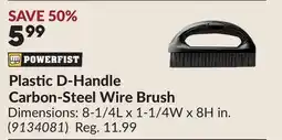 Princess Auto Plastic D-Handle Carbon-Steel Wire Brush offer