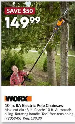 Princess Auto WORX 10 in. 8A Electric Pole Chainsaw offer