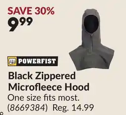 Princess Auto Black Zippered Microfleece Hood offer