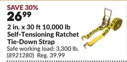 Princess Auto 2 in. x 30 ft 10,000 lb Self-Tensioning Ratchet Tie-Down Strap offer