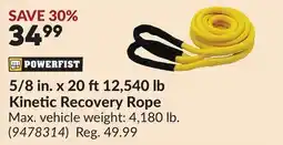 Princess Auto 5/8 in. x 20 ft 12,540 lb Kinetic Recovery Rope offer