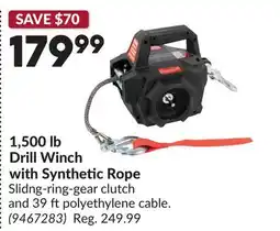Princess Auto 1,500 lb Drill Winch with Synthetic Rope offer
