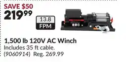 Princess Auto 1,500 lb 120V AC Winch offer