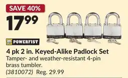 Princess Auto 4 pk 2 in. Keyed-Alike Padlock Set offer