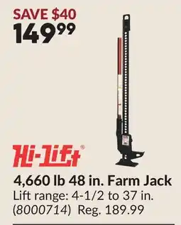 Princess Auto 4,660 lb 48 in. Farm Jack offer