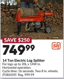 Princess Auto 14 Ton Electric Log Splitter offer