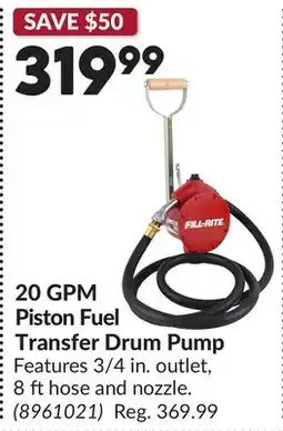 Princess Auto 20 GPM Piston Fuel Transfer Drum Pump offer