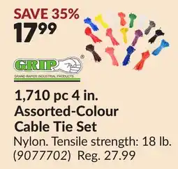 Princess Auto 1,710 pc 4 in. Assorted-Colour Cable Tie Set offer