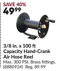 Princess Auto 3/8 in. x 100 ft Capacity Hand-Crank Air Hose Reel offer
