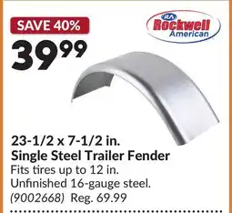 Princess Auto 23-1/2 x 7-1/2 in. Single Steel Trailer Fender offer