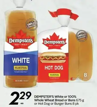 Sobeys Dempster's White or 100% Whole Wheat Bread or Buns offer
