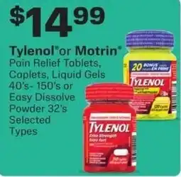 IDA Pharmacy Tylenol pain relief tablets caplets liquid gels offer