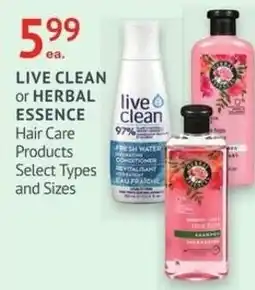IDA Pharmacy Live Clean or Herbal Essence Hair Care Products offer