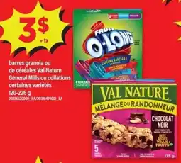 Maxi bars granola ou de céréales Val Nature General Mills ou collations certaines variétés offer