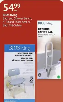 IDA Pharmacy bios living bath and shower bench 4 raised toilet seat or bath tub safety offer