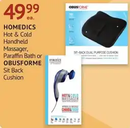 IDA Pharmacy Homedics hot & cold handheld massager or obusforme sit back cushion offer