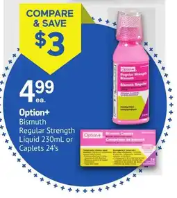 IDA Pharmacy Option+ Bismuth Regular Strength Liquid or Caplets offer