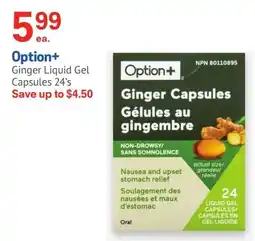 IDA Pharmacy Option+ ginger liquid gel capsules offer