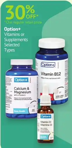 IDA Pharmacy Option+ Vitamins or Supplements Selected Types offer