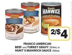 Colemans Franco american beef and turkey gravy or hunt's manwich sauce offer