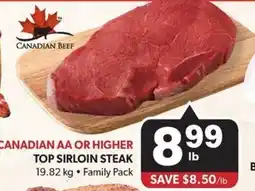 Colemans Canadian beef top sirloin steak offer