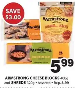 Colemans Armstrong cheese blocks and shreds assorted offer