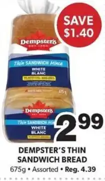 Colemans Dempster's thin sandwich bread offer