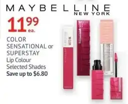 IDA Pharmacy Maybelline New York Color Sensational or Superstay Lip Colour offer