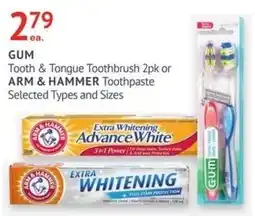 IDA Pharmacy Gum tooth & tongue toothbrush 2pk or arm & hammer toothpaste offer