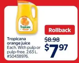 Walmart TROPICANA ORANGE JUICE offer