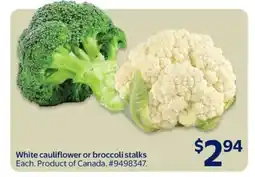 Walmart White Cauliflower or Broccoli Stalks offer