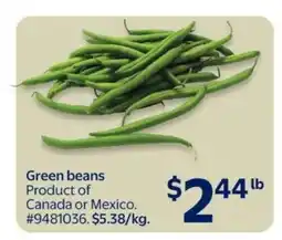 Walmart GREEN BEANS offer