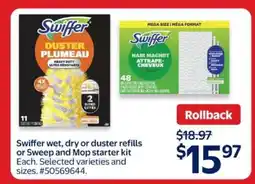 Walmart Swiffer wet, dry or duster refills or Sweep and Mop starter kit offer
