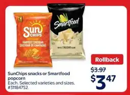 Walmart Sunchips snacks or Smartfood popcorn offer