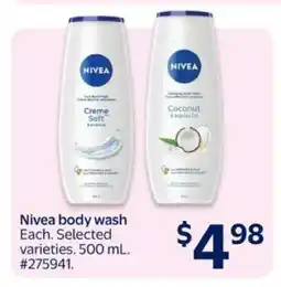 Walmart Nivea Body Wash offer