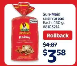 Walmart Sun-Maid Raisin Bread offer