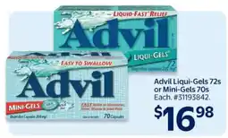 Walmart Advil Liqui-Gels 72s or Mini Gels 70s offer
