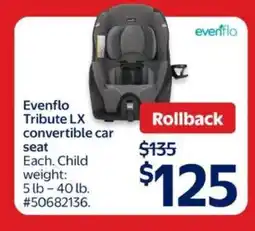 Walmart Evenflo Tribute LX convertible car seat offer