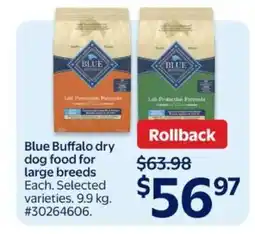 Walmart Blue Buffalo dry dog food for large breeds offer