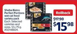 Walmart SHEBA BISTRO PERFECT PORTIONS Wet Cat Food Variety Pack offer
