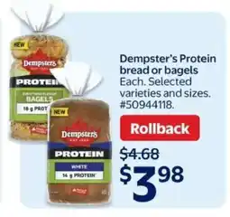 Walmart Dempster's protein bread or bagels offer