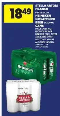 Real Canadian Superstore Stella Artois Pilsner, Heineken or Sapporo Beer offer