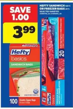 Real Canadian Superstore Hefty Sandwich or Freezer Bags offer